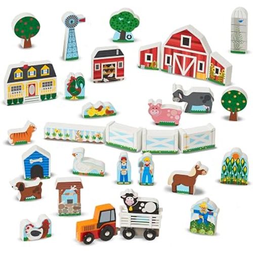 Melissa & Doug Wooden Farm and Tractor Play Set (33 Pcs)