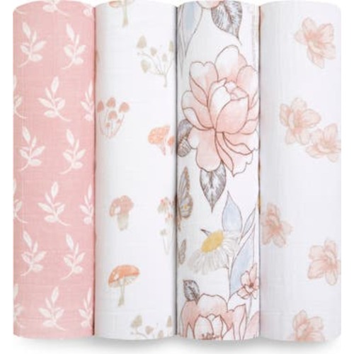 Assorted 4-Pack Organic Cotton Muslin Swaddling Cloths