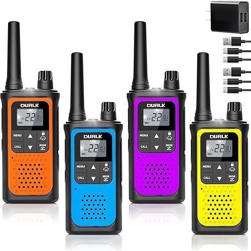 Rechargeable Walkie Talkies Long Range, 4 Pack Walkie Talkies for Adults NOAA Weather Alert, 2 Way Radio 22 FRS Channel with 1800mAh Li-ion Battery Charger USB-C Cable VOX for Hiking Cruises Camping