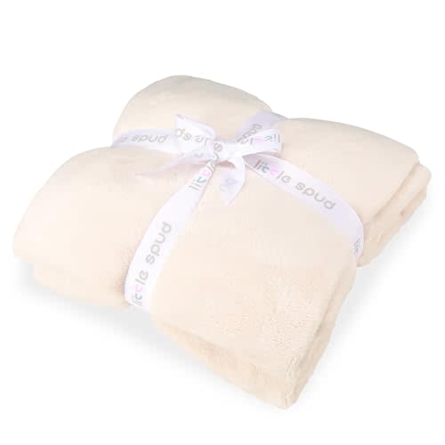 LITTLE SPUD Baby Blankets for Girls and Boys, Milky Plush Fleece Baby Blanket, Soft Blanket for Newborns and Toddlers, 40 * 40 Inch, Beige