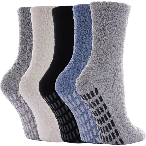5 Pairs Fuzzy Socks For Women, Cozy Fluffy Soft Socks, Sleeping Slipper Hospital Sock