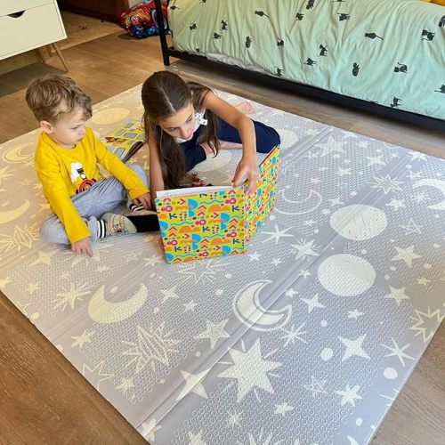 Miotetto Foldable Baby Play Mat – 78"x59" Non-Toxic, Reversible, Waterproof, Portable Baby Mat for Floor, Foam mat for Easy Storage & Travel, Large playmat for Kids, Floor mat for Any Playroom