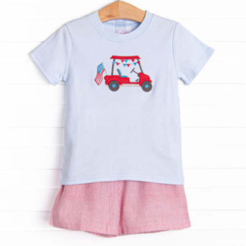 Fore Freedom Applique Short Set, Blue – Stitchy Fish