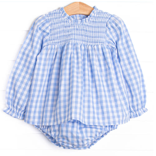 (9 mo) Rhythm and Blues Diaper Set, Blue Check – Stitchy Fish