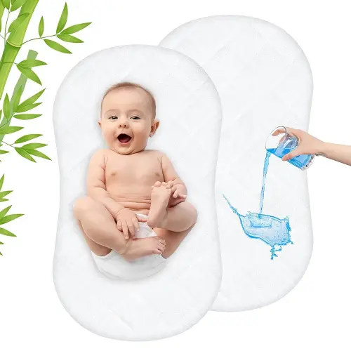 Waterproof Bassinet Mattress Pad Protector Cover Compliable with Halo BassiNest Swivel Sleeper, Ultra Soft, Breathable and Comfortable, 2 Pack