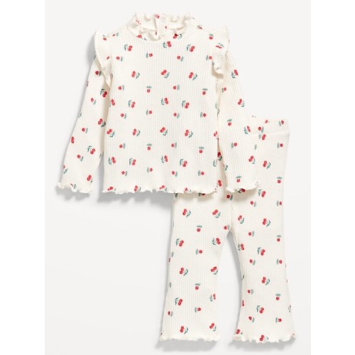 Printed Cozy Rib-Knit Ruffled Top and Pants Set for Baby | Old Navy