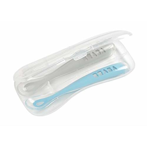 BEABA Baby's First Foods Spoon Set with Travel Case, Original Silicone Baby Spoons, Baby Essentials, Baby Spoons, Travel Set, Baby Gifts, Rain + Cloud