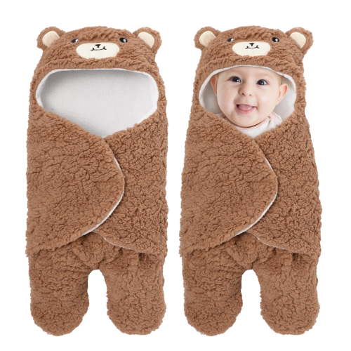 Gllquen Baby Shepra Wrap Swaddle 0-6 Months, Cute Bear Natural Swaddle Blanket Wrap, Plush Baby Sleeping Receiving Blanket, Baby Girl and Boy Registry Gift