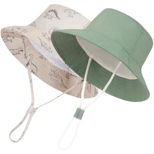 Urban Virgin 2-Packs Baby Sun Hat UPF 50+ Sun Protective Toddler Bucket Hat Summer Kids Beach Hats