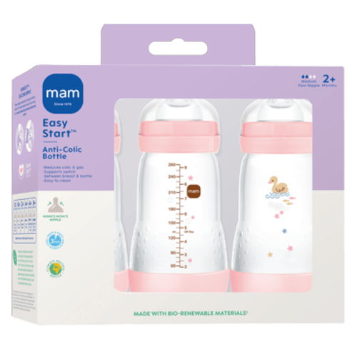 MAM Easy Active, Anti Colic Matte Bottle, 9oz Girl 3 Pack