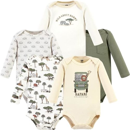 3-6M Hudson Baby unisex-baby Cotton Long-sleeve Bodysuits