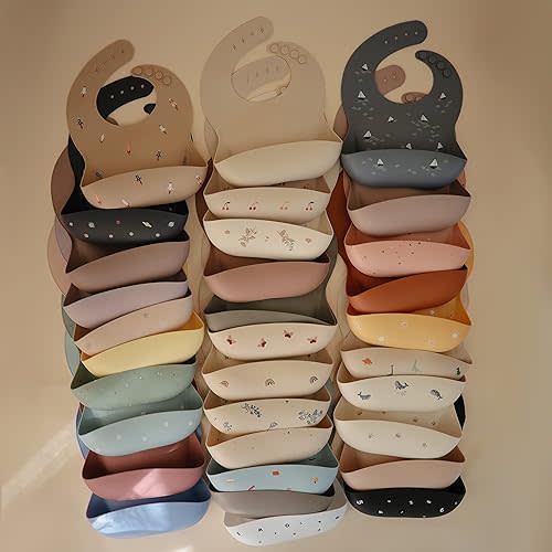 mushie Silicone Baby Bib | Adjustable Fit Waterproof Bibs (Boats)