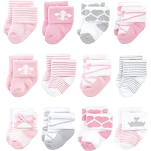 Hudson Baby Baby Girls' Cotton Rich Newborn and Terry Socks