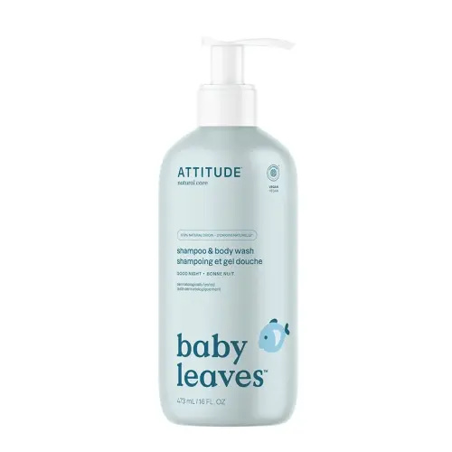 ATTITUDE 2-in-1 Shampoo and Body Wash for Baby, EWG Verified, Dermatologically Tested, Vegan, Good Night, 16 Fl Oz