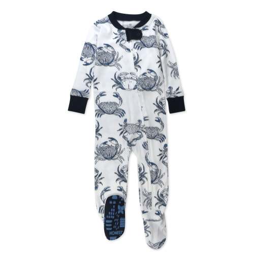 Honest Baby Clothing Organic Cotton Snug-Fit Footed Pajama, Crabs