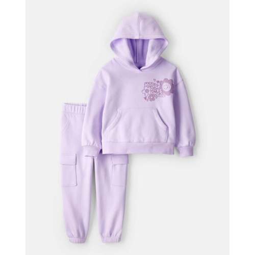 Toddler Girl 2-Piece DayDream Fleece Flower Graphic Long-Sleeve Hoodie & Pant Set - Purple - Carter's | Carter's