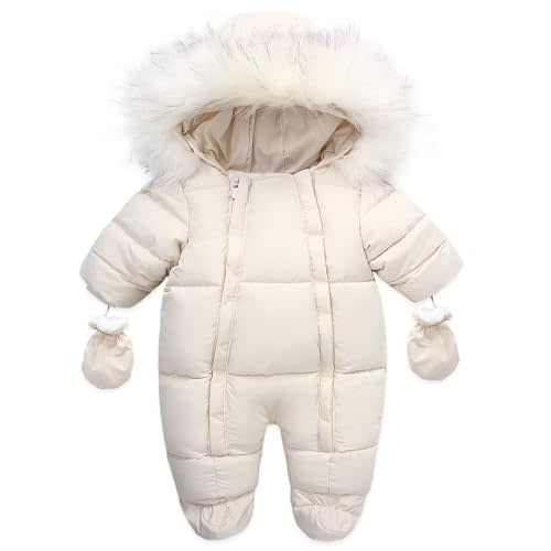 Baby Girl Boy Snowsuit Cute Down Jacket Hooded Romper Light Puffer Padded Jumpsuit Infant Winter Outwear