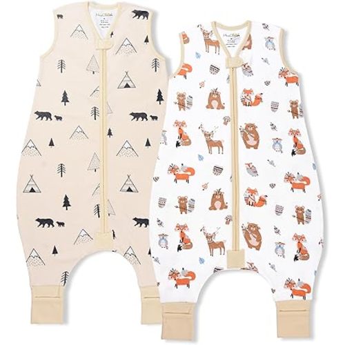 Mama Cheetah Toddler Sleep Sack with Feet, 0.5 TOG Organic Cotton Baby Wearable Blankets with Legs, Baby Sleeping Bag for Walkers, Early Walker 6-18 Month