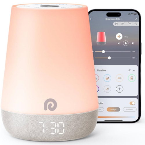 Dreamegg Sound Machine Baby - White Noise Sound Machine Baby With Night Light, Ok to Wake Alarm Clock, 34 Soothing Sounds, Sleep Trainer, Routine Builder, App Control for Kids Nursery Sleeping Bedroom