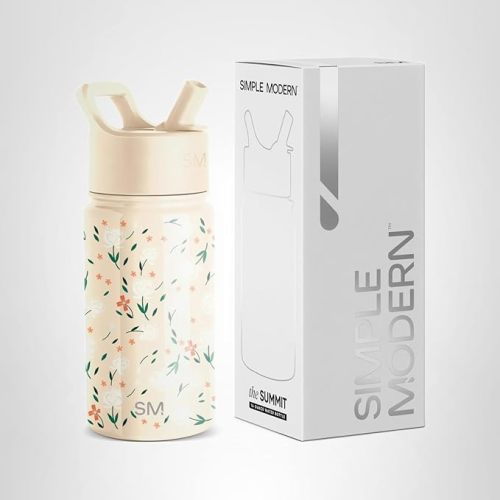 Simple Modern Kids Water Bottle with Straw Lid | 14oz Insulated Stainless Steel Kids Tumbler & Spill Proof Toddler Cup for School, Girls, Boys | Summit | Confetti