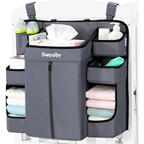 Sweeby Diaper Organizer for Changing Table and Crib Diaper Stacker Nursery Organizers for Cribs Hanging Diaper Caddy Organizer for Baby Essentials