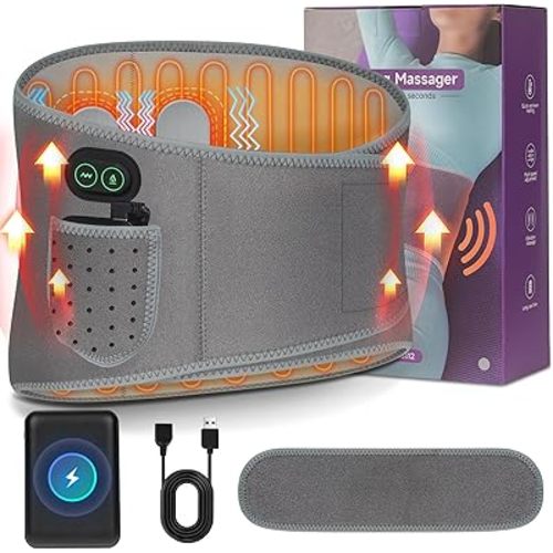 Cordless Heating Pad for Back Pain Relief,60” Large Portable Lower Back Massager with 3 Vibration and 3 Heat,Wearable Heating Pads for Cramps,8000mAh Portable Power Supply Heated Waist Belt