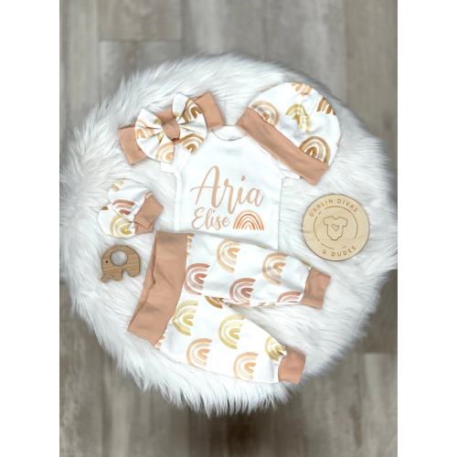 Rainbow Boho Girl's Coming Home Outfit, Personalized