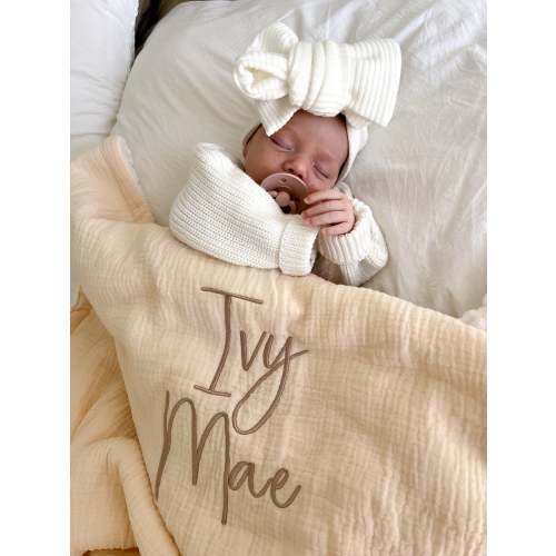 SHERPA TEDDY MUSLIN BLANKET | BUTTER
