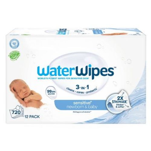 WaterWipes Sensitive Newborn & Baby Wipes, 99.9% Water, Unscented & Hypoallergenic - 720ct