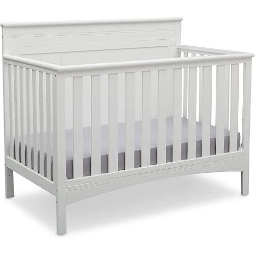 Delta Children Fancy 4-in-1 Convertible Baby Crib - Greenguard Gold Certified, Bianca White