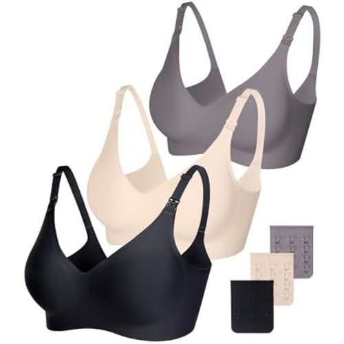 Vinfact Smooth Nursing Bras for Breastfeeding Seamless Maternity Bras for Pregnancy Wireless Bralette with Extra Bra Extender