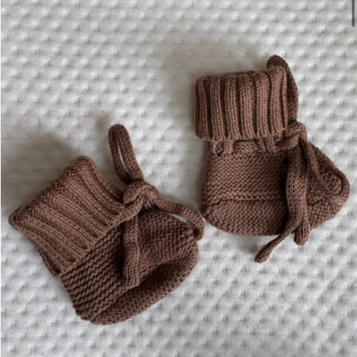 Mini Knit Baby Booties in Cocoa