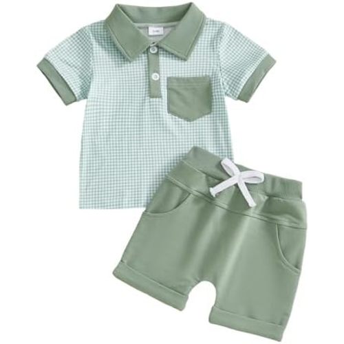 Toddler Baby Boy Summer Clothes Plaid (12-18M)