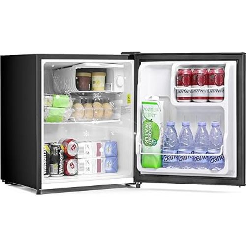 1.6 Cu Ft Mini Fridge with Freezer - 32dB Ultra Quiet Upright Freezer for Bedroom, Office & Dorm | Small Fridge, Adjustable Thermostat, Reversible Door, ETL Certified