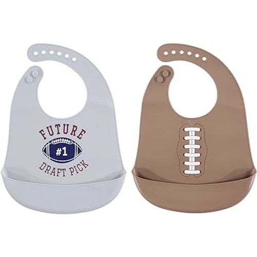 Hudson Baby Unisex Baby Silicone Bibs, Football, One Size