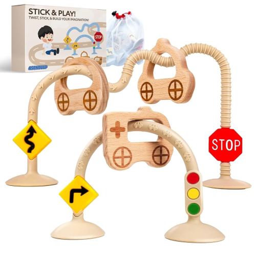 Baby Suction Cup Toys for Highchair - Sensory Silicone Toys for High Chairs, Airplane Travel, Bathtub, Restaurant, Montessori Interactive Teething Fine Motor Skills Toys for Infant and Toddler