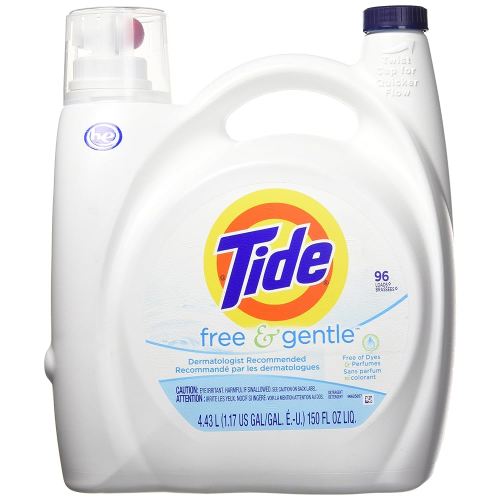 Tide Free & Gentle HE Liquid Laundry Detergent, Unscented, 4.43 L (96 Loads)