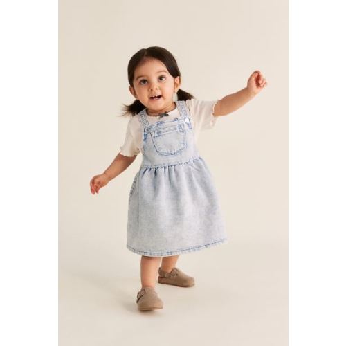 Overall Dress, Square Neckline, Sleeveless, Light denim blue