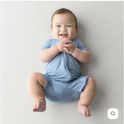 Zippered Shortall Romper Slate | Shortie Romper | Kyte Baby