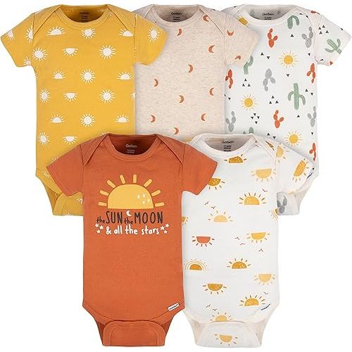Gerber Baby Girls' 5-Pack Short Sleeve Variety Onesies Bodysuits