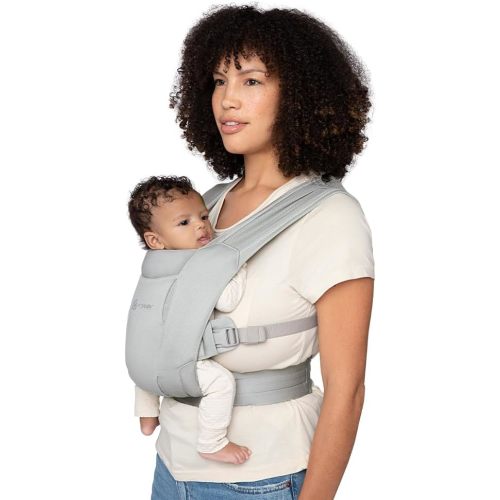 Ergobaby Embrace Baby Carrier Newborn to Toddler - Lightweight Ergonomic Baby Carriers - Cozy Essentials (7-25 Pounds), Ponte Knit, Soft Grey