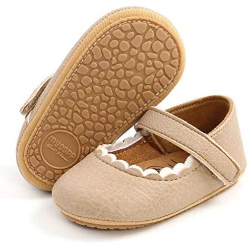 Baby Girls Mary Jane Flats Shoes with Non-Slip Soft Sole Toddler First Walkers Newborn Princess Dress Shoes