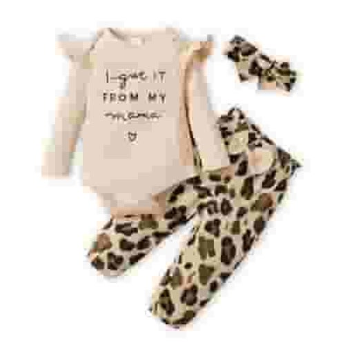 PatPat Newborn Baby Girls Clothes Long Sleeve Romper Jumpsuit Pants Outfit Set, 0-3 Months