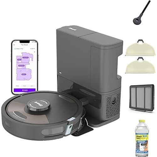 Shark Matrix Plus 2in1 Robot Vacuum & Mop with Sonic Mopping, Matrix Clean, Home Mapping, HEPA Bagless Self Empty Base, CleanEdge, for Pet Hair, WiFi, Black/Mocha, AV2630WA
