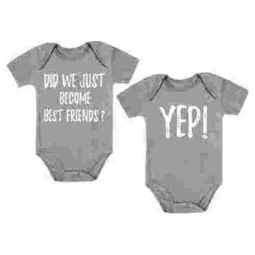 Infant Twins Baby Boys Girls Bodysuit 2pc Matching Set Gift For Siblings Outfit Gray 6M (3-6M) / Gray 6M (3-6M)
