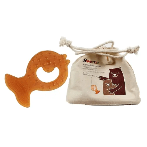 SWEETIE Pure Natural Rubber Teether Fish 100% Pure Natural Rubber Teether Soft and Natural, One Piece