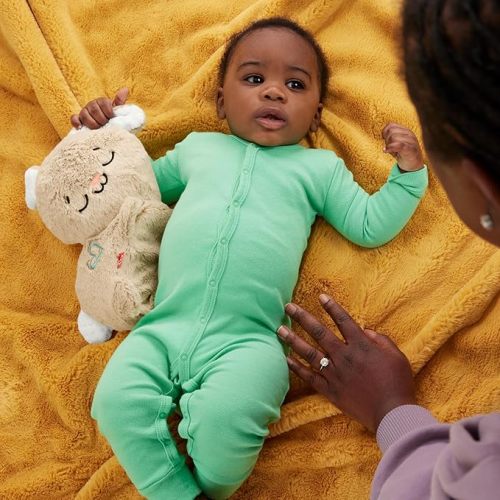 Fisher-Price Baby Sound Machine Soothe & Settle Bunny Portable Plush Toy with Music, Lights & Motion for Newborns