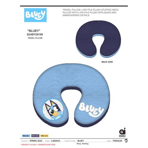 Bluey Infant Travel Pillow Unisex Blue