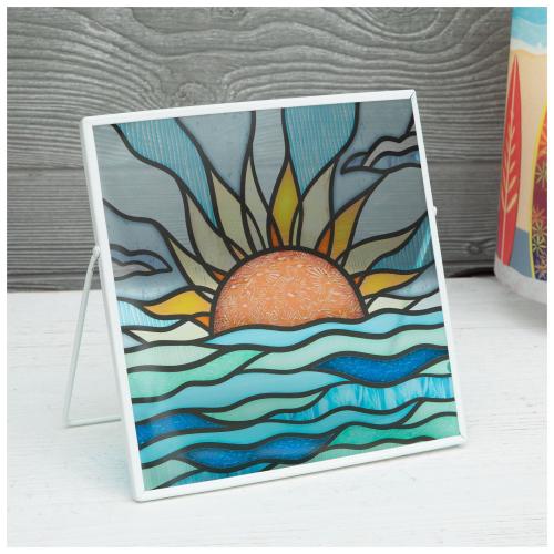 Mosaic Beach Sunset Framed Decor