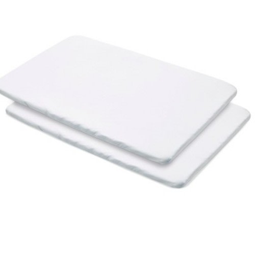 BreathableBaby All-in-One Fitted Sheet & Waterproof Cover for 39" x 27" Play Yard Mattress (2-Pack), Color: White